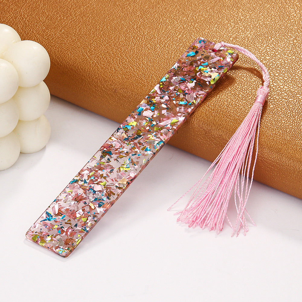 Wholesale Creative Shiny Crystal Rectangular DIY Transparent Acrylic Tassel Bookmark