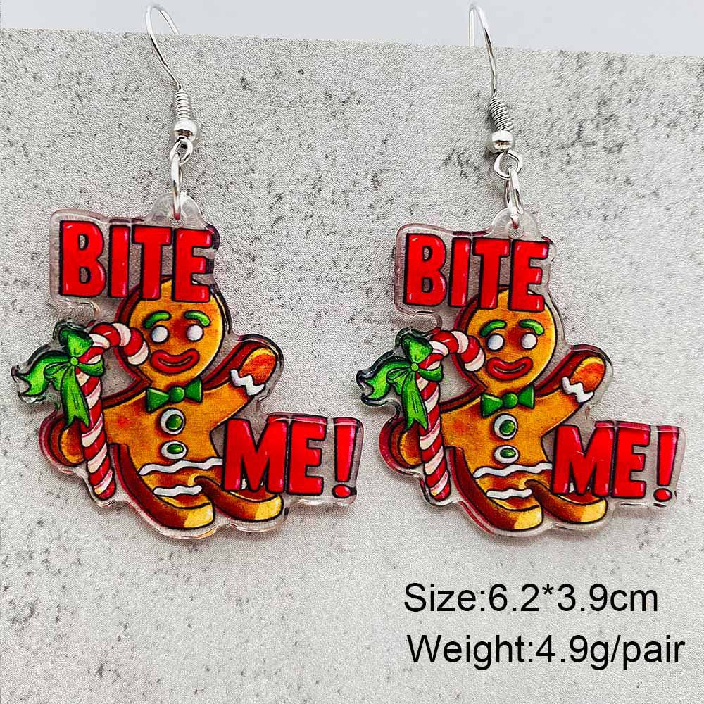 Wholesale Christmas Santa Claus Gingerbread Man Acrylic Christmas Earrings