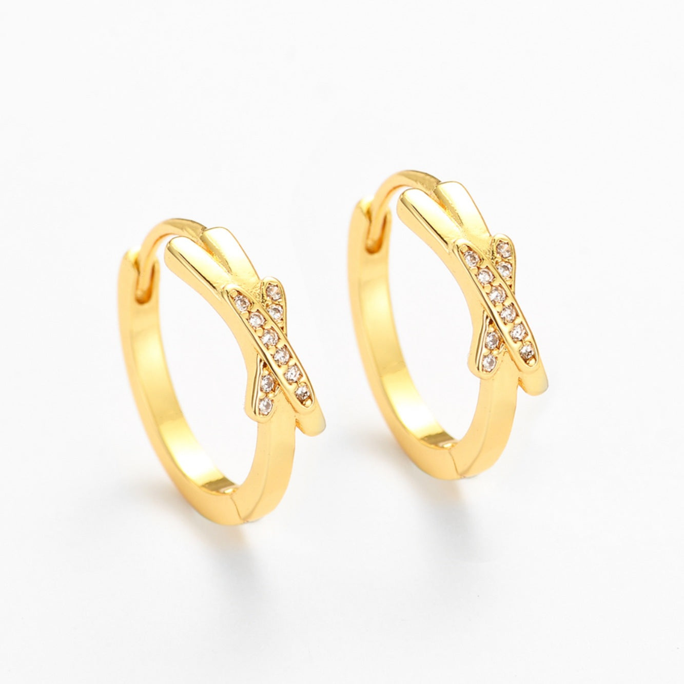 Wholesale Diamond-encrusted cross earrings,  niche ear cuffs