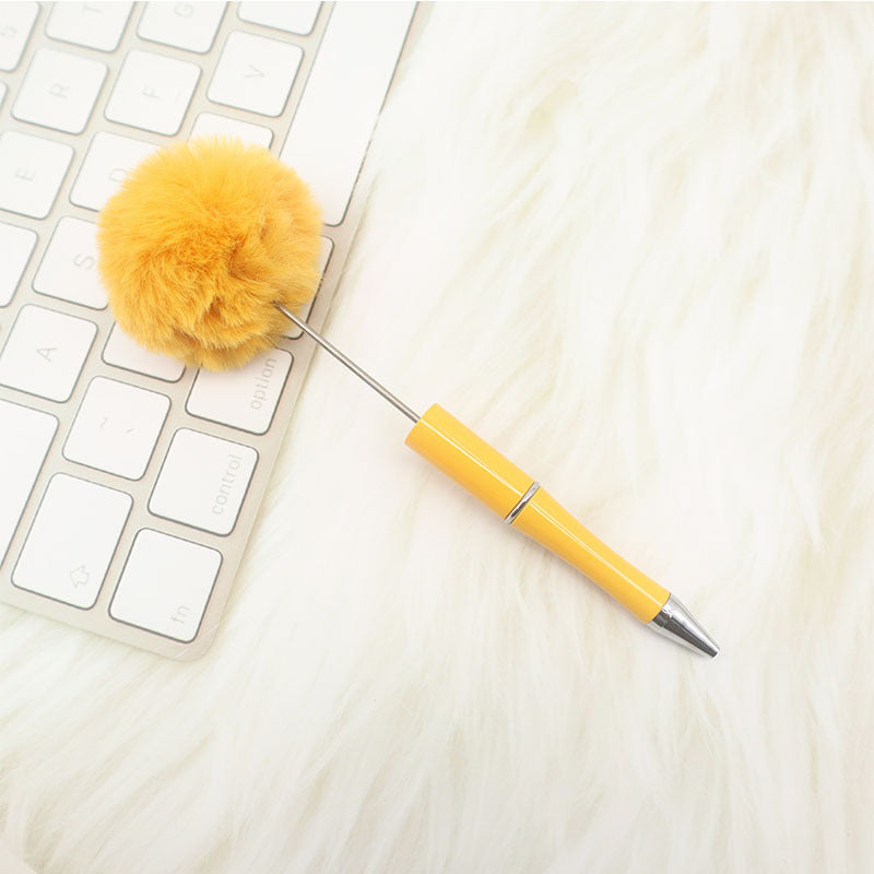 Wholesale Beadable Pens Pom Pom Beadable Pen Leopard Print Plush Multicolor DIY Fluffy Pens