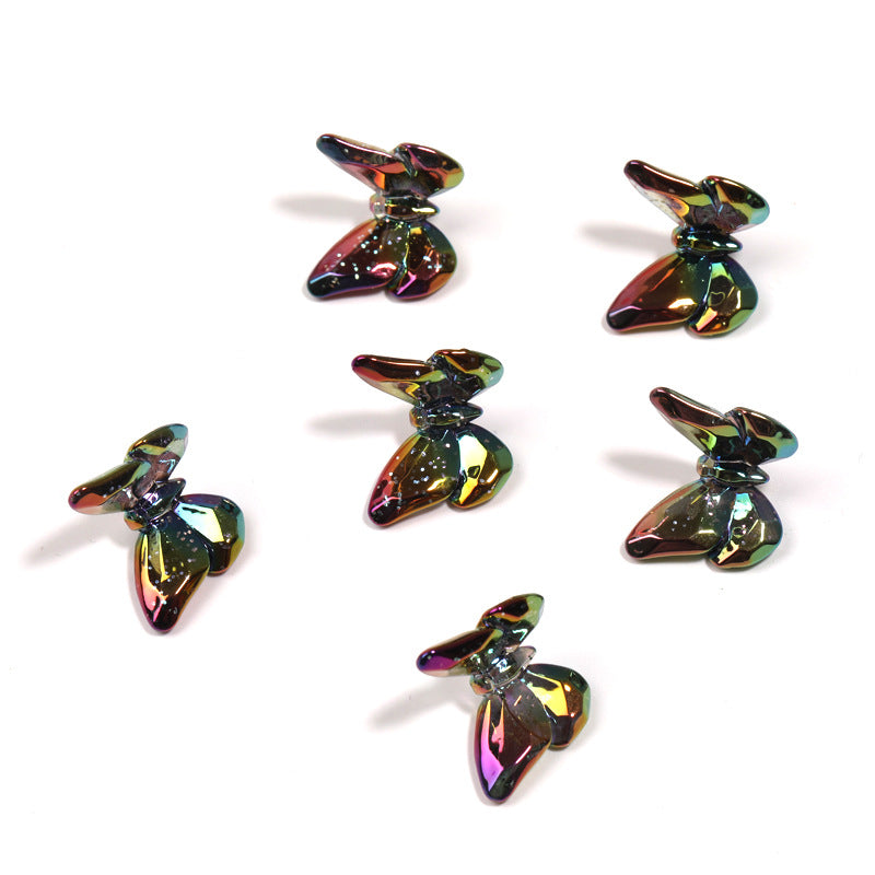Wholesale 200pcs Translucent sequin butterfly beads UV plated wings hanging hole beads diy mobile phone chain keychain accessories pendant