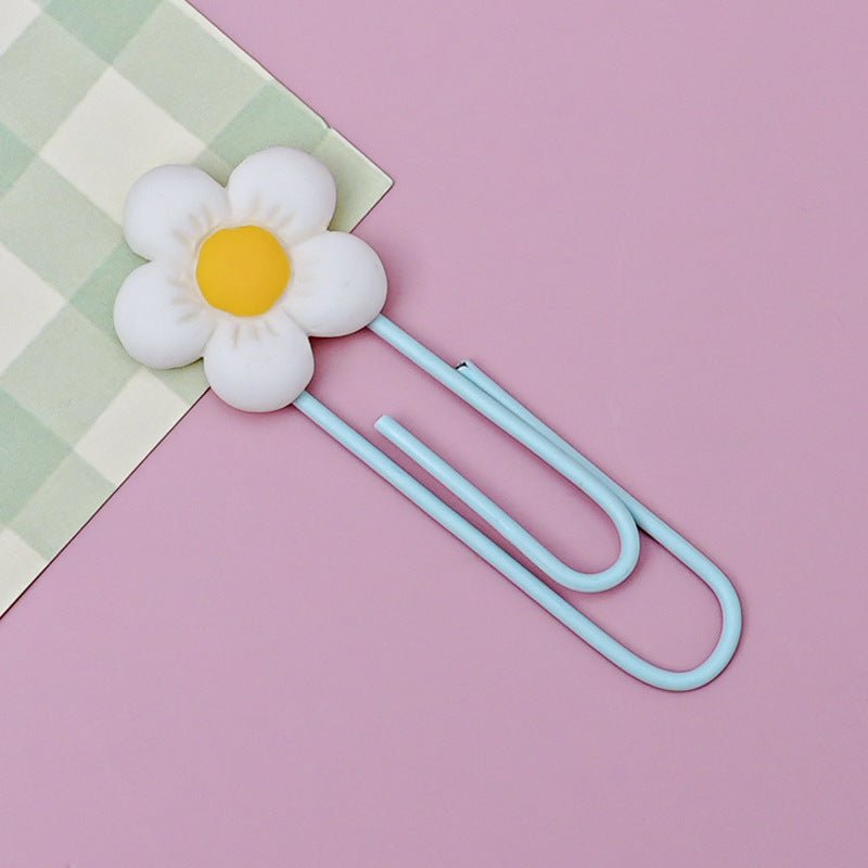 Wholesale 50pcs/pack flower paper clip pvc bookmark cartoon