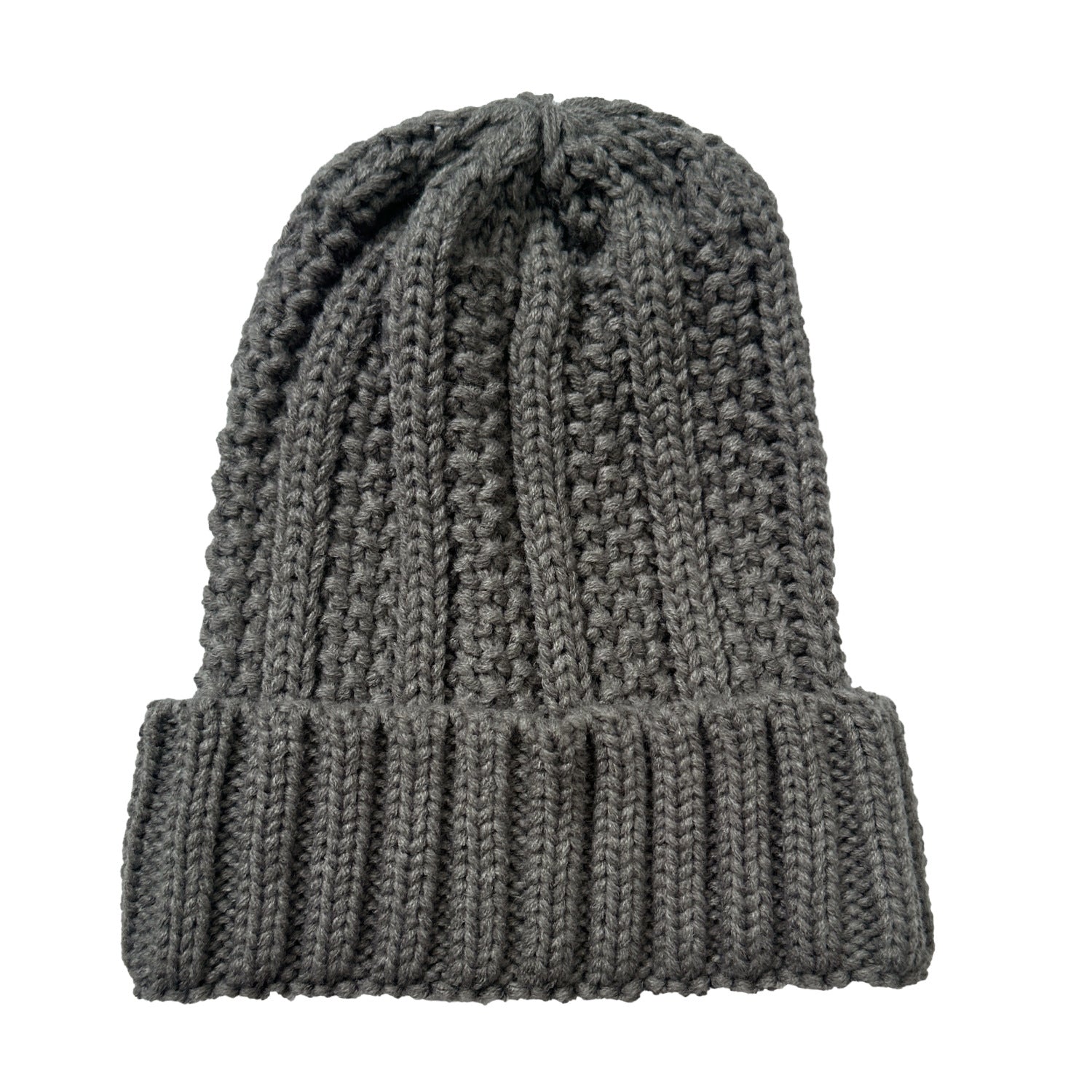 Wholesale Vertical Striped Curled Edge Knitted Wool Warm Hat