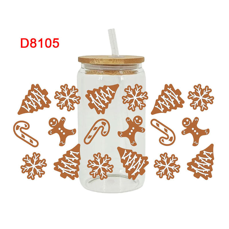 Wholesale Colorful Christmas Tree 16oz Cup UV DTF Wraps