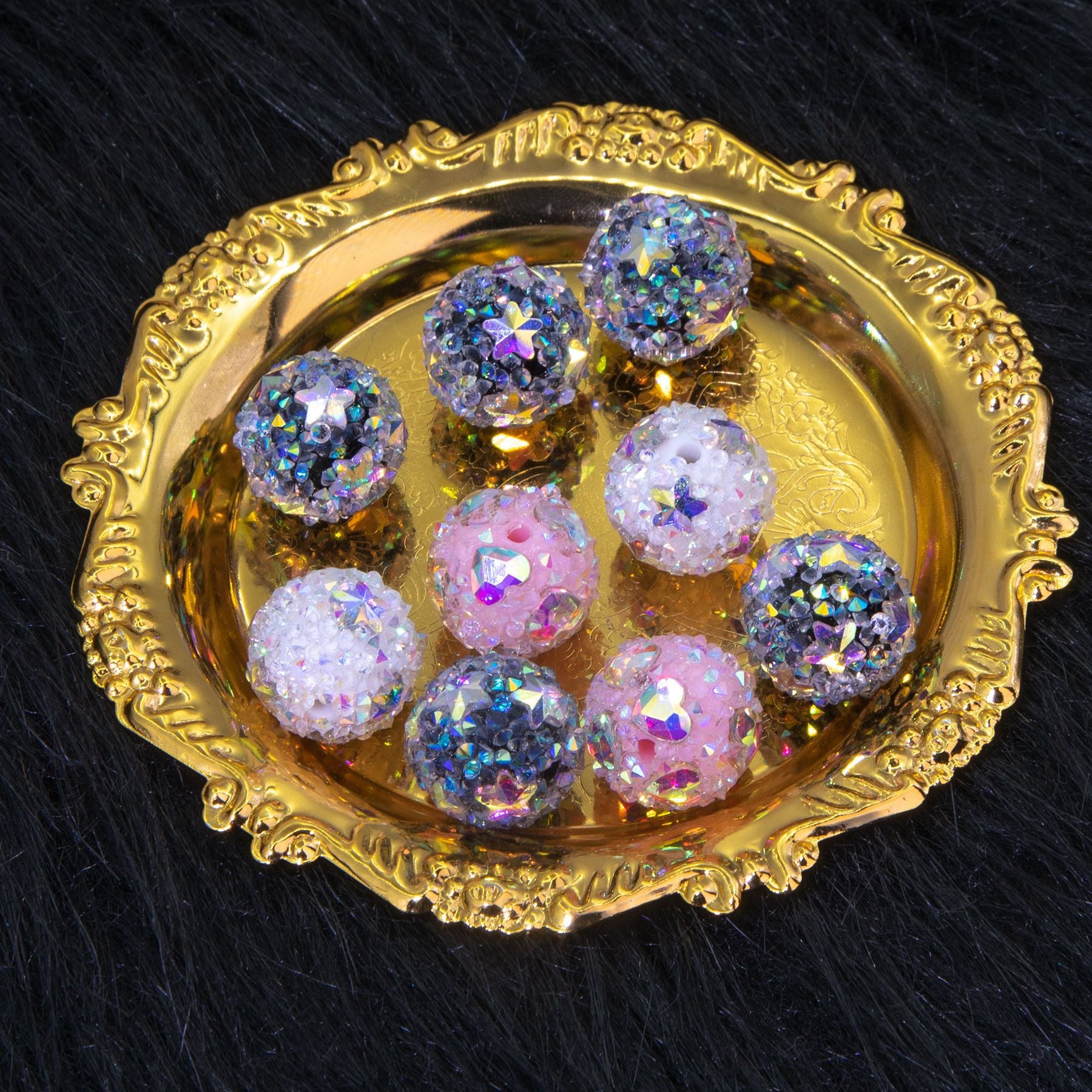 Wholesale 5pcs17mm Colorful Diamond Round Sugar Beads
