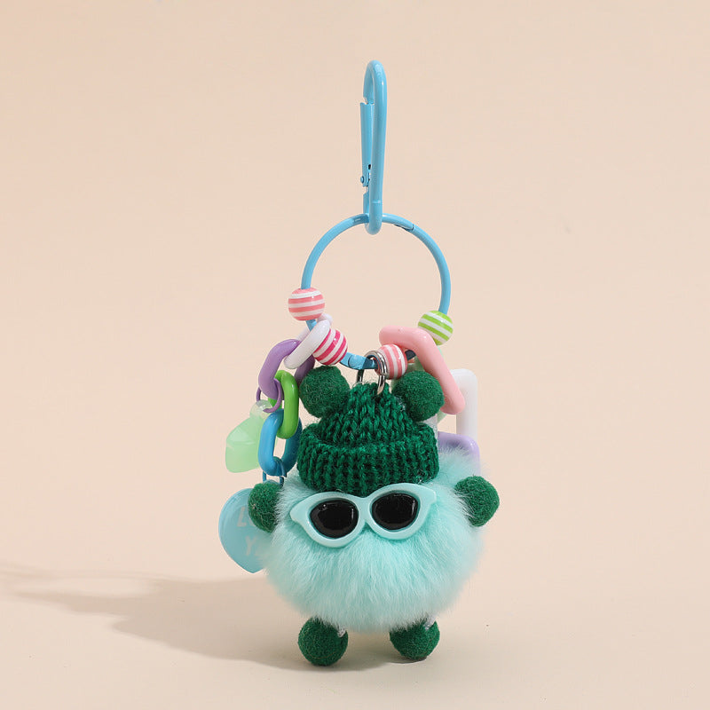 Wholesale of Colorful Cute Fur Ball Cartoons Metal Keychain