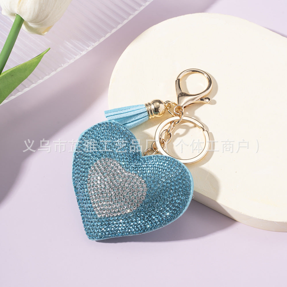 Wholesale Diamond-studded two-color heart-shaped creative keychain accessory