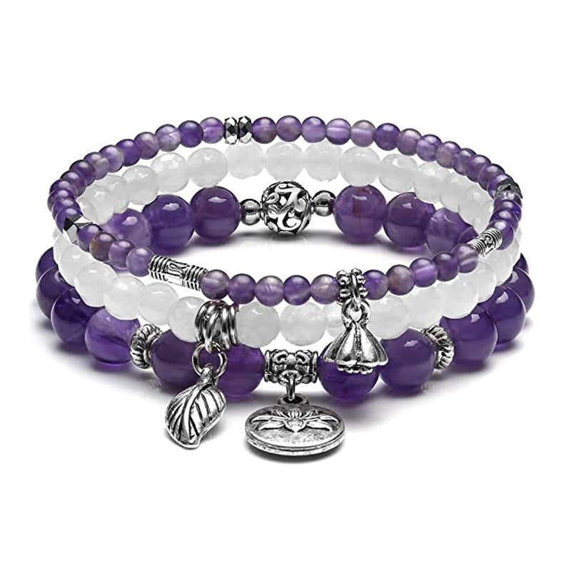 Wholesale Three Piece Set of Crystal Rose Quartz Agate Shoushan Stone Elastic Bracelet