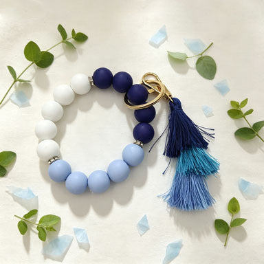 Wholesale Bohemian Silicone Bead Tassel Wrist Keychain Bracelet Everyday Fashion Accessory