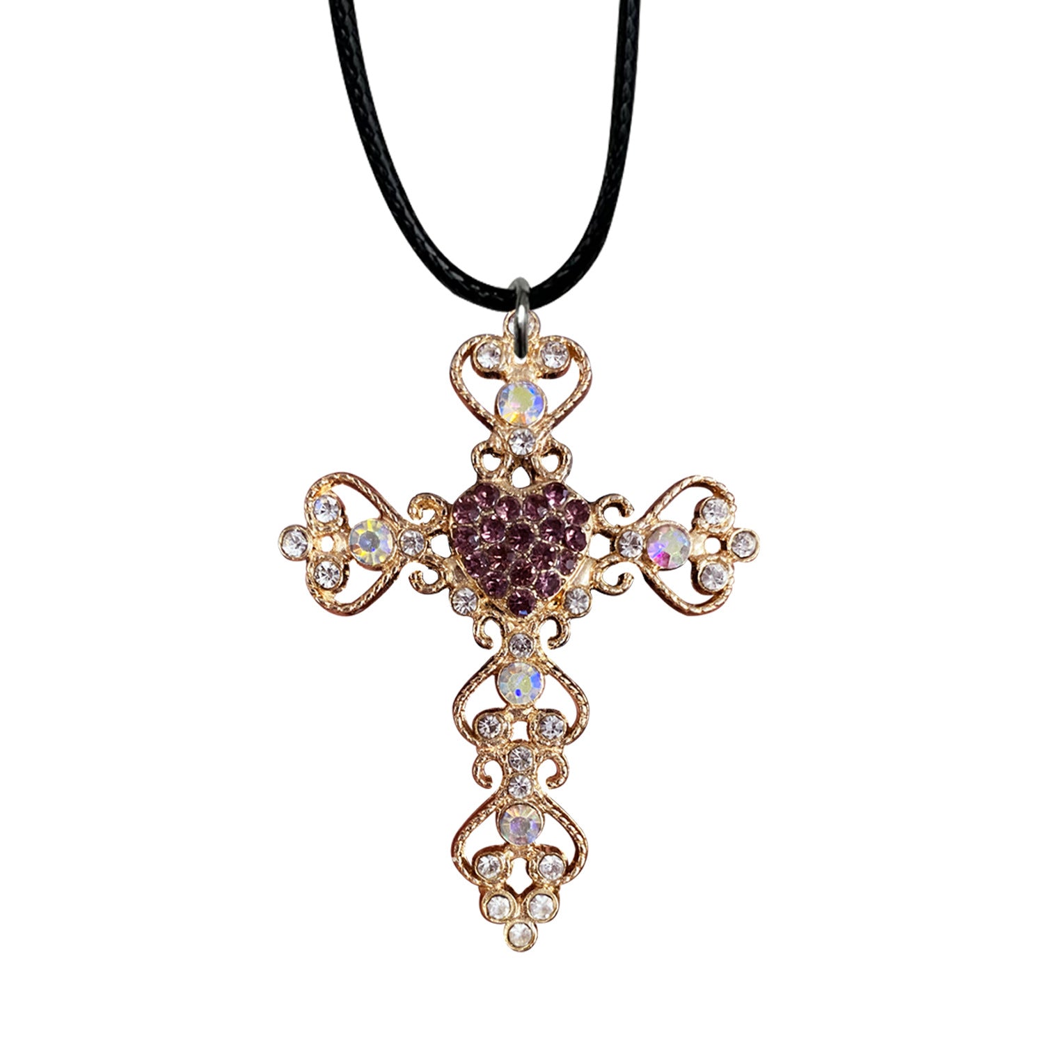 Wholesale diamond encrusted love cross car decoration pendant alloy cross