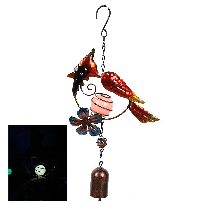 Wholesale Luminous bird wind chime fluorescent ultraviolet luminous ball metal bell pendant