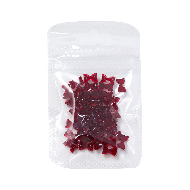 Wholesale 50pcs Bow Nail Art Accessories Burgundy Resin Frosted Mini Three-Dimensional Ribbon Butterfly Bow Tie Nail Decoration