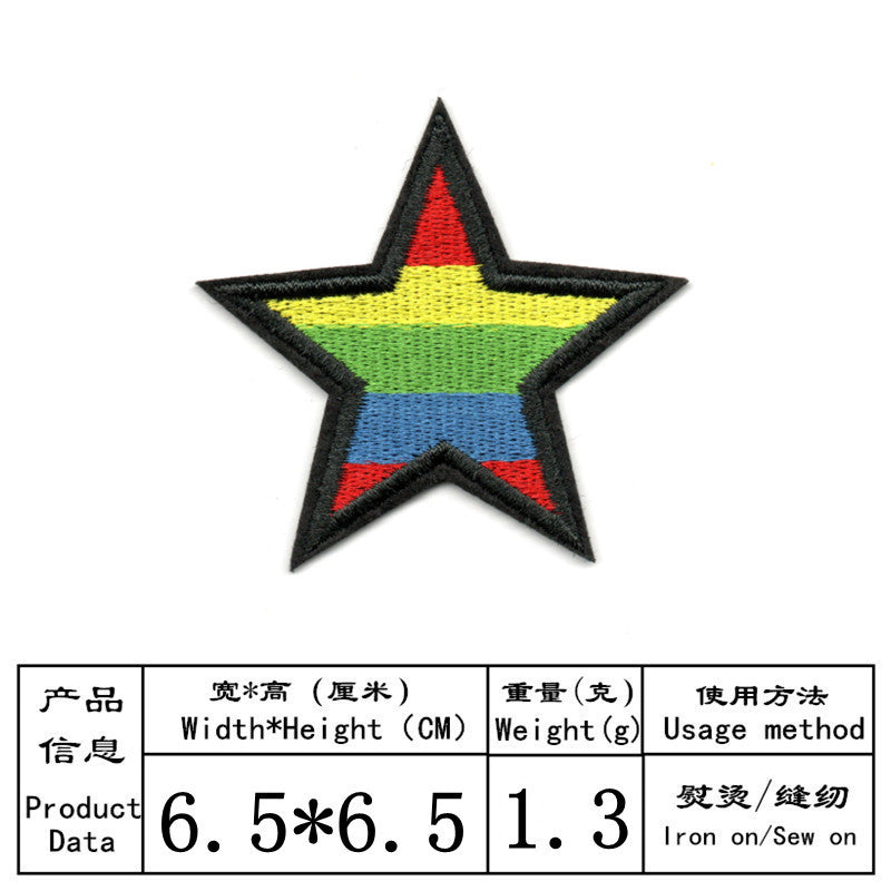 Wholesale Embroidered Patch Applique Trendy Cartoon Sun Flowers Rainbow Star Fruit Sew On Badge For Clothing DIY Craft Gift