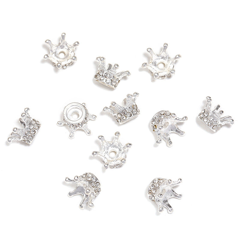 Wholesale 10pcs electroplated 3D crown separated beads