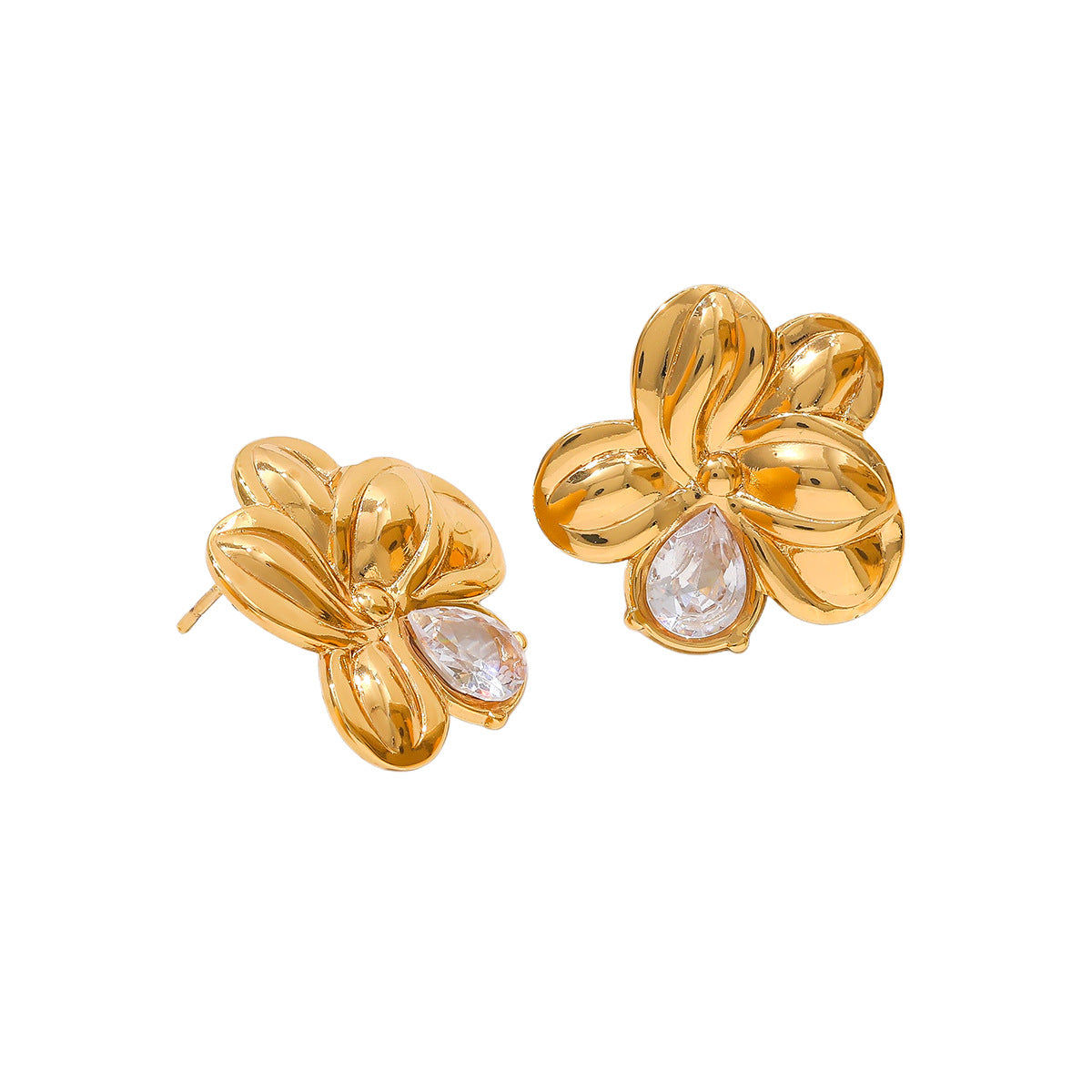 Wholesale Stainless steel earrings vacation style pearl flower earrings for women