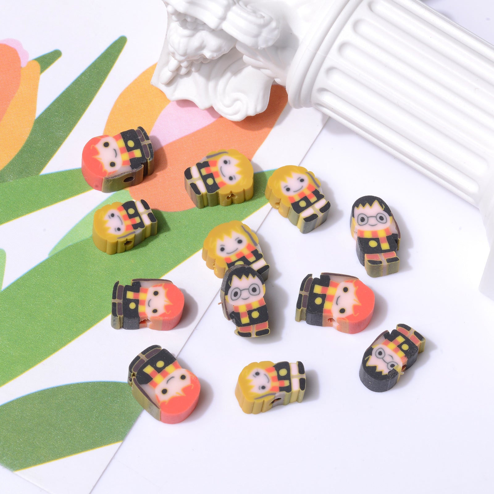 Wholesale 500pcs Mixed Figures Soft Pottery Beads