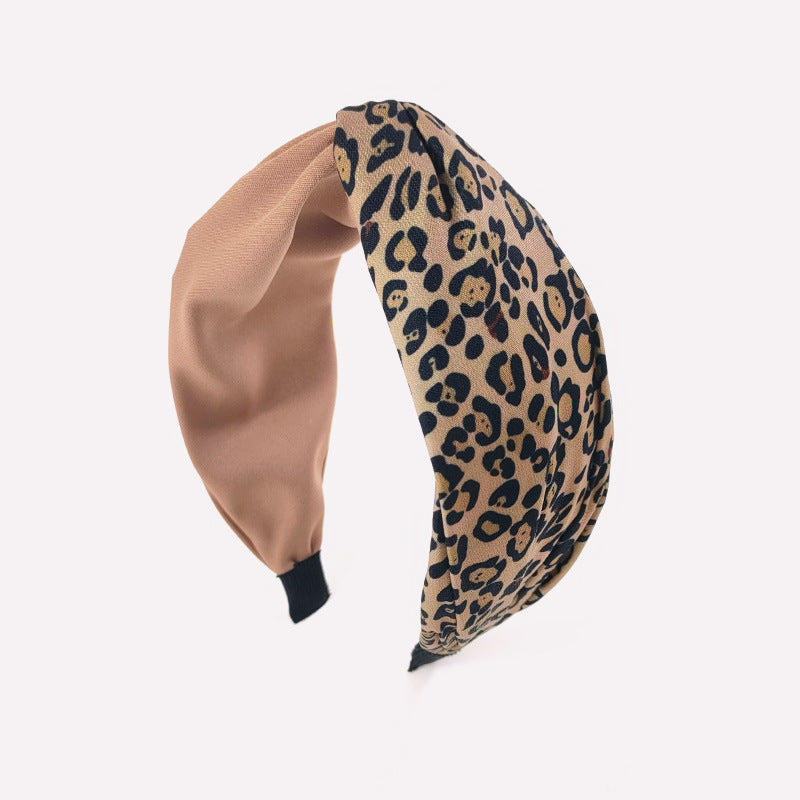 Wholesale Leopard Pattern Color Matching Cross Fabric Hair Bands