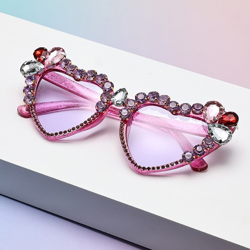 Wholesale Cat's eye diamond heart sunglasses