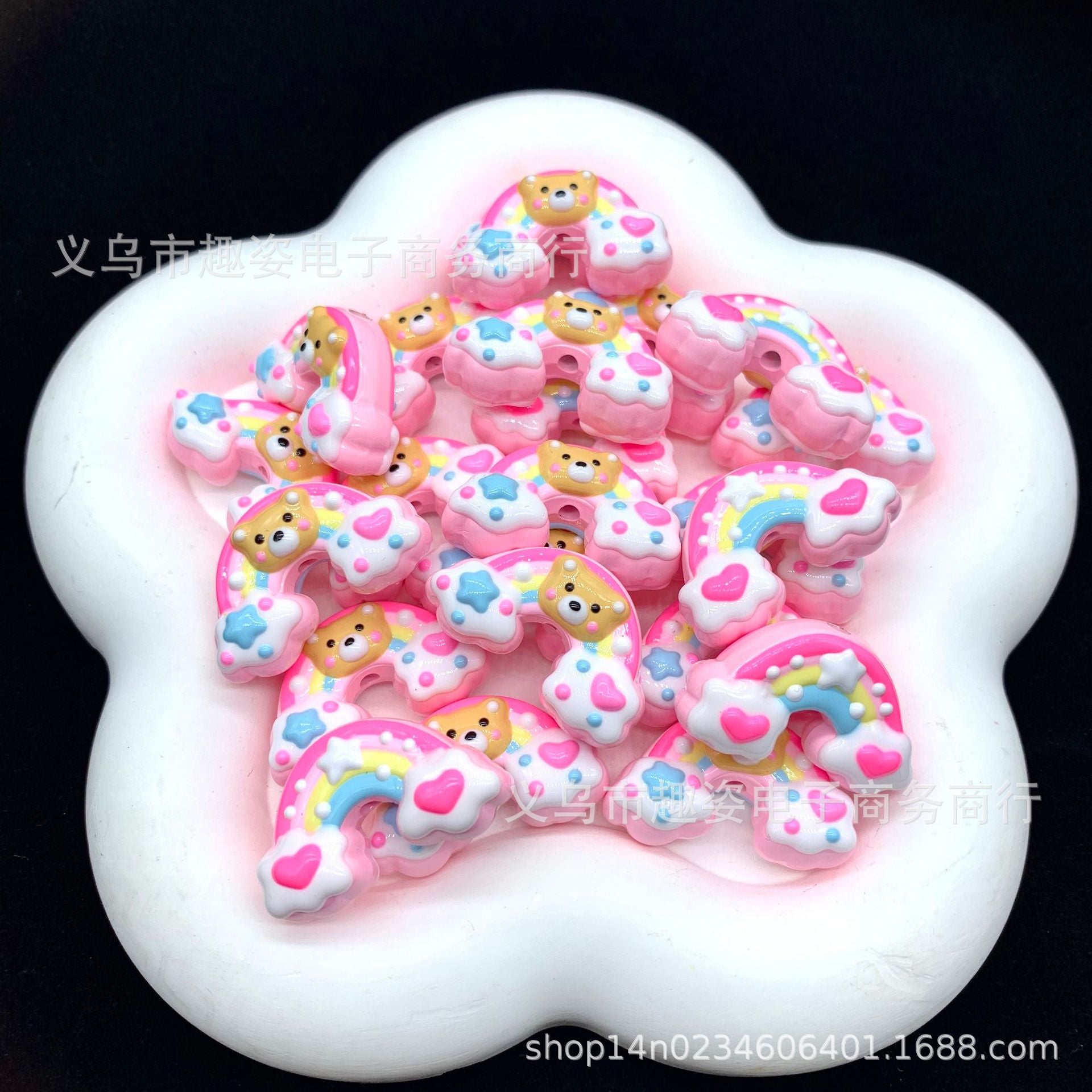 Wholesale  10pcs Cartoon Rainbow Heavy Oil Beads Acrylic Beads