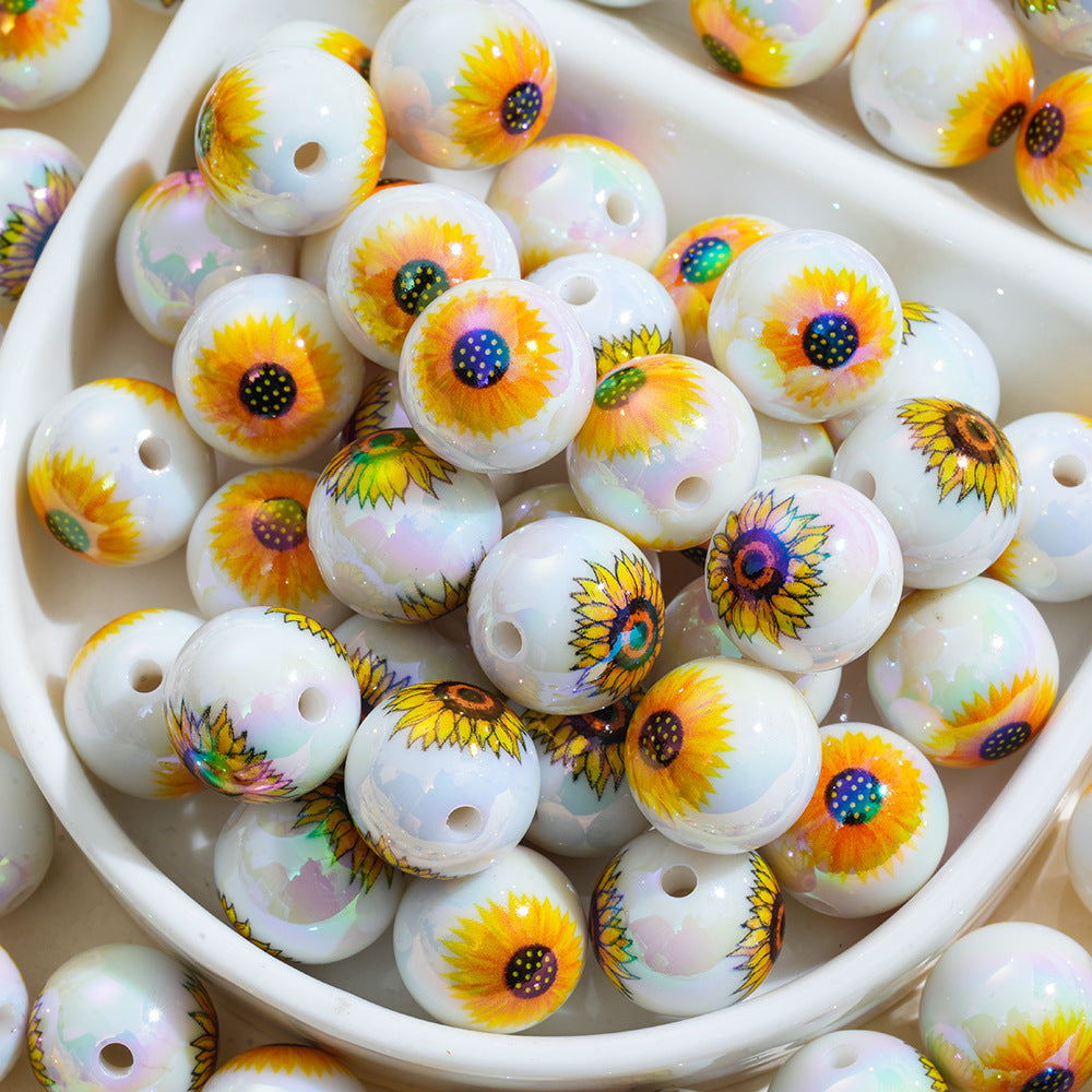 Wholesale 10pcs Small Yellow Chrysanthemum Perforated Acrylic Beads