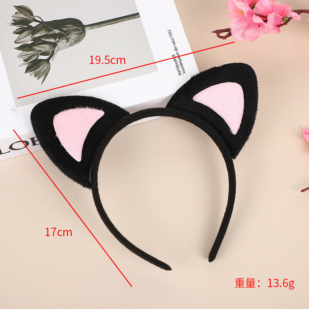 Wholesale Black cat ears short plush headband