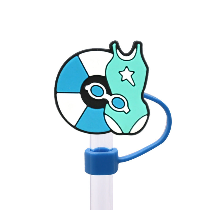 Wholesale Random 100pcs 10MM swimming dust plug straw hat creative DIY cup straw accessories