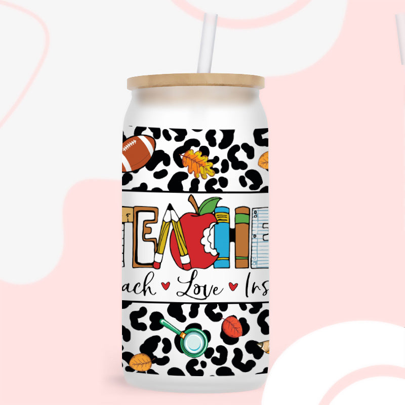 Wholesale Cartoon Cute Teacher Campus Theme 16oz Cup UV DTF Wraps