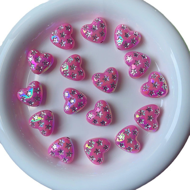 Wholesale   10pcs/pack  UV Color Plated Straight Hole Love Beaded DIY Acrylic Beads