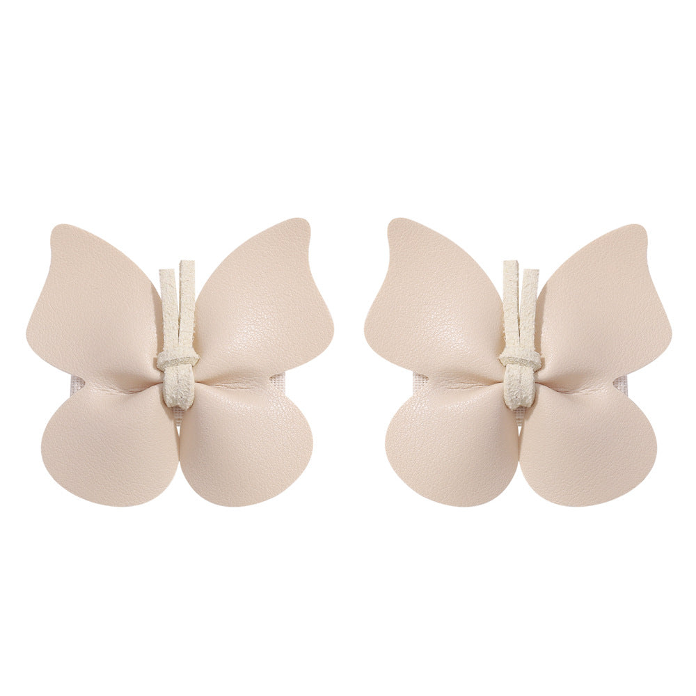 Wholesale One Pair of Children's PU Leather Butterfly Hair Clips
