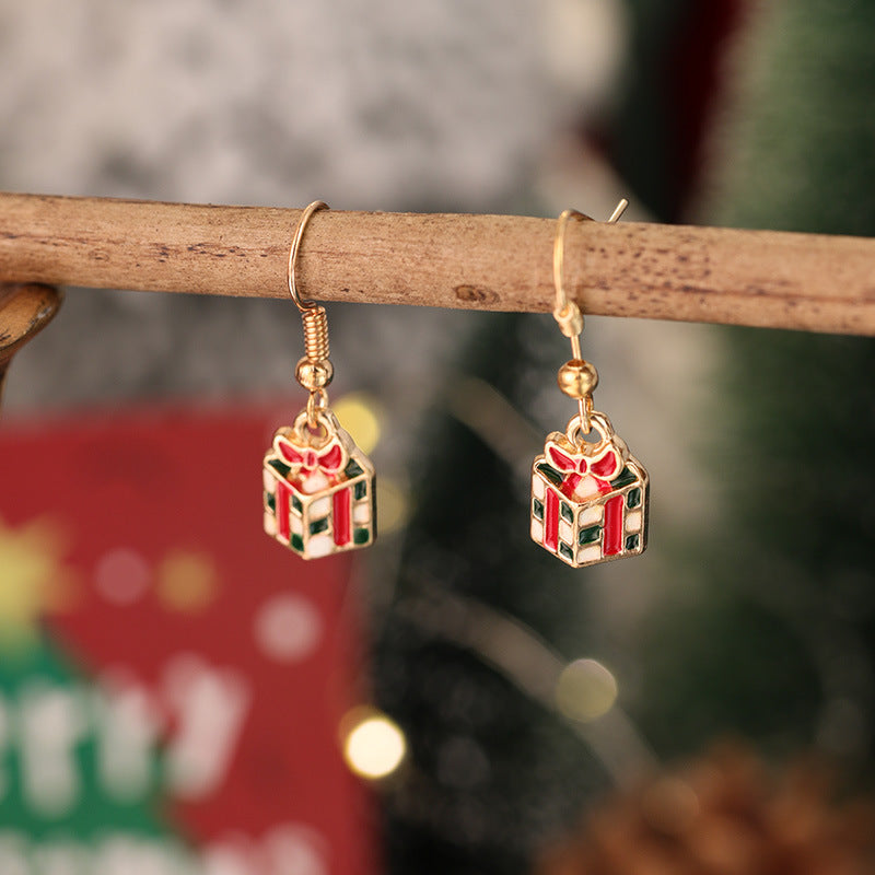 Wholesale Red and Green  Snowman Christmas Hat Earrings