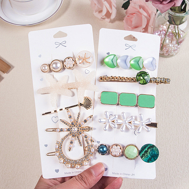 Wholesale Pearl with Diamond Bow and Starfish Plastic Hair Clips