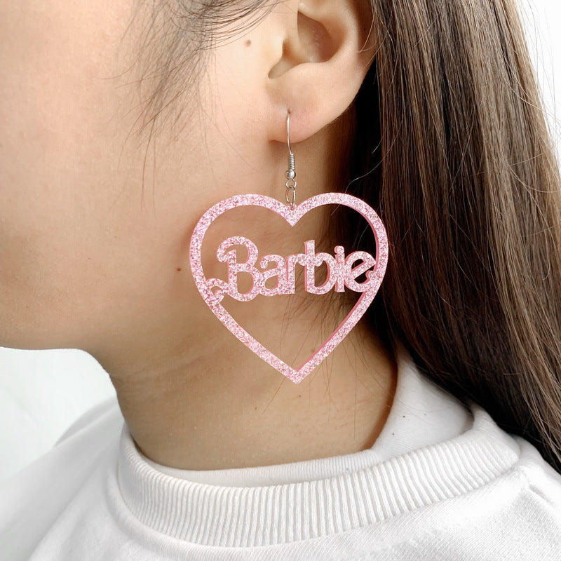 Wholesale Valentine's Day Love Hollow Pink Acrylic Earrings