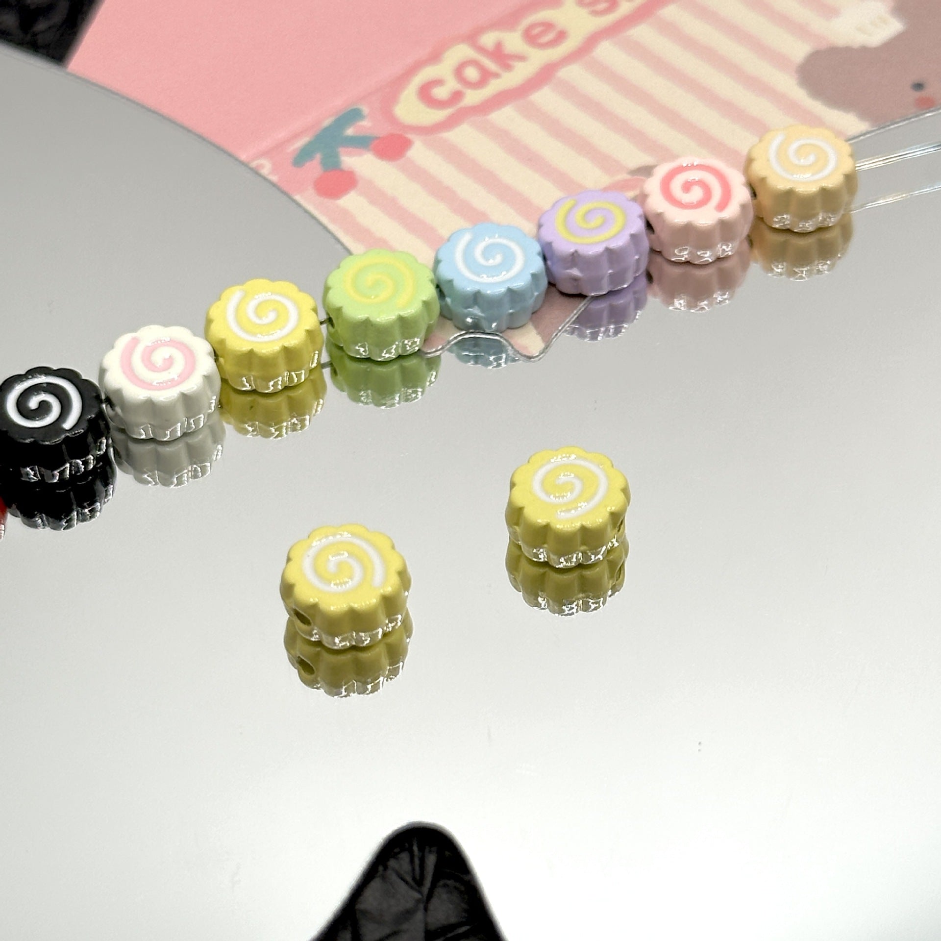 Wholesale 10pcs Cute Colorfulful Shrimp Cakes,  Fish Boards,  Lollipops,  Alloy Beads,  DIY