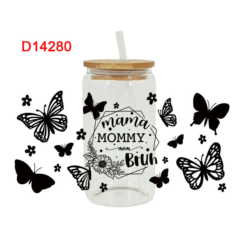 Wholesale Cartoon Cute Mother' s Day Family Theme 16oz Cup UV DTF Wraps