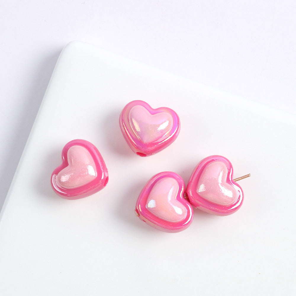 Wholesale 10pcs Macaron Color Acrylic Heart Five-Pointed Star Beads