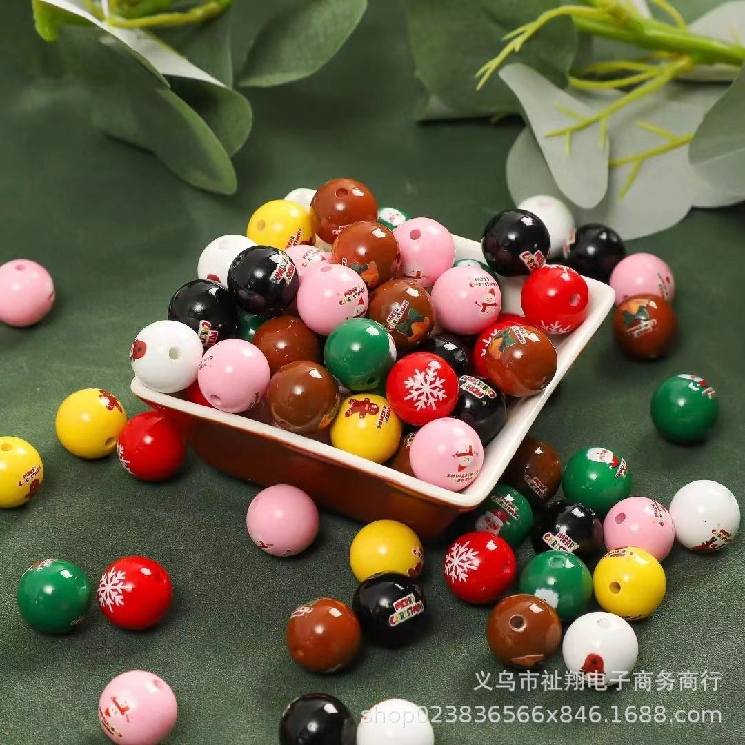 Wholesale 10PCS Acrylic Christmas Color DIY Jewelry Beaded Accessories