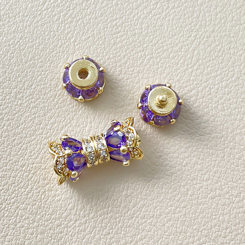 Wholesale Small Waist Screw Buckle 18k Color-retaining Real Gold Inlay Zirconium Pearl Buckle DIY Bracelet Material