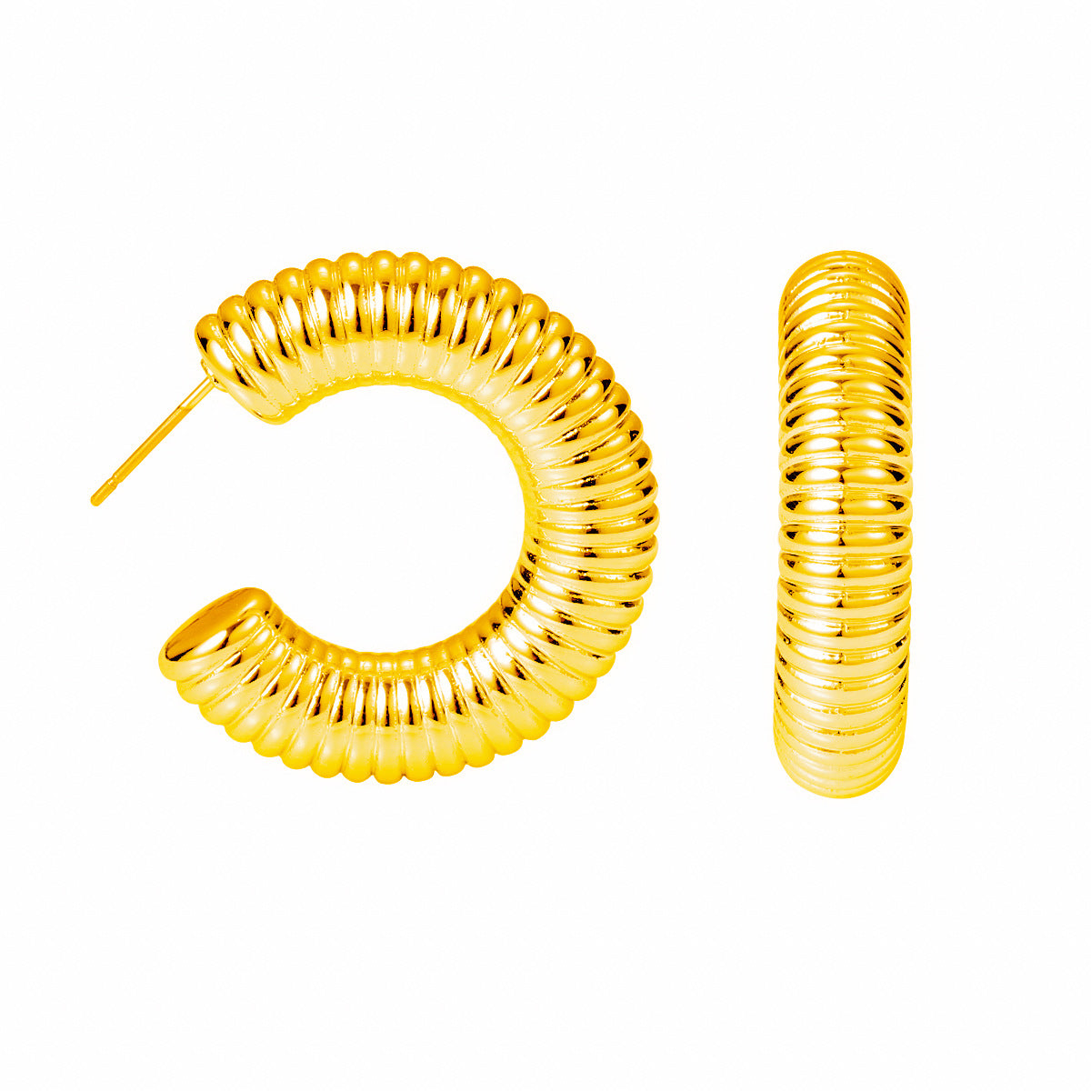 Wholesale Fashion Thick Cylindrical Tube Simple 18k Plated Hollow Ear Bone Clip Earrings