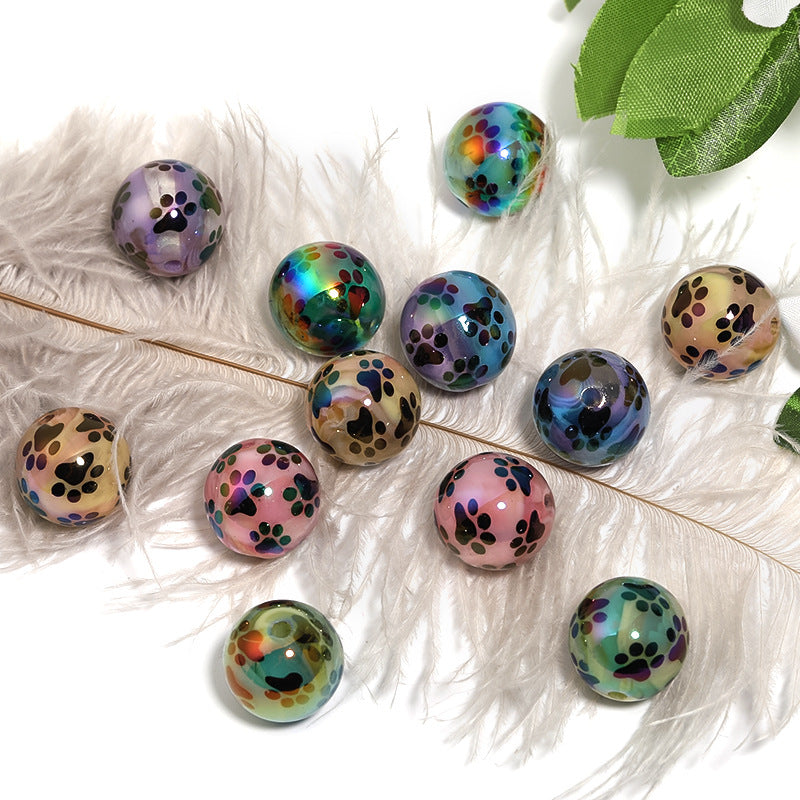 Wholesale  Random 100pcs/pack  Acrylic black cat paw print bead   Acrylic Beads