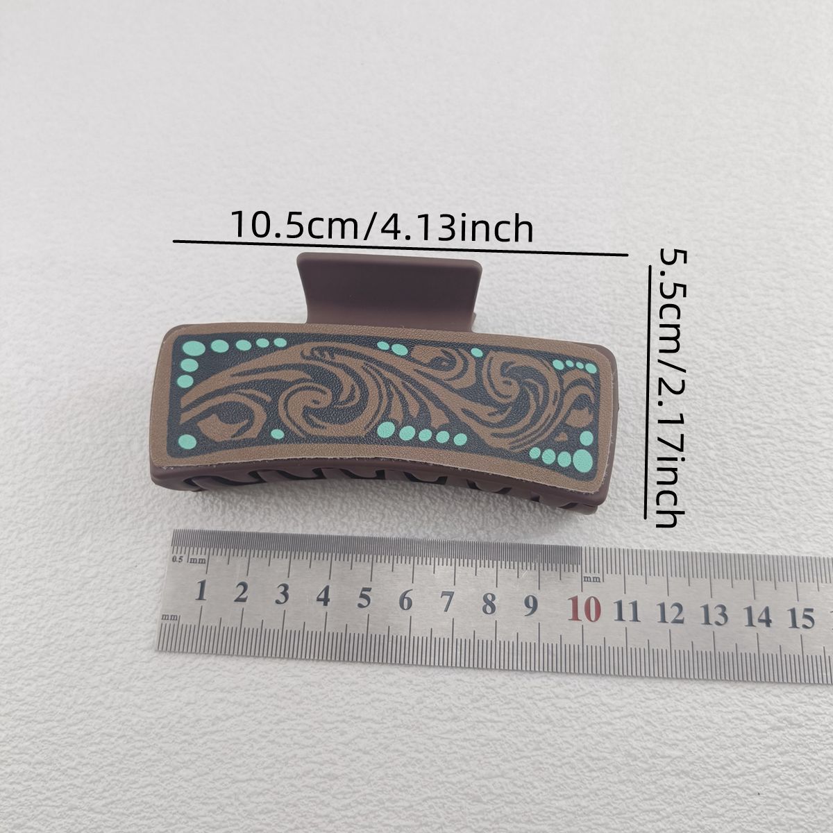 Wholesale PU Leather Shark Clip Retro Playing Cards Print Women S Fashion Hair Accessory