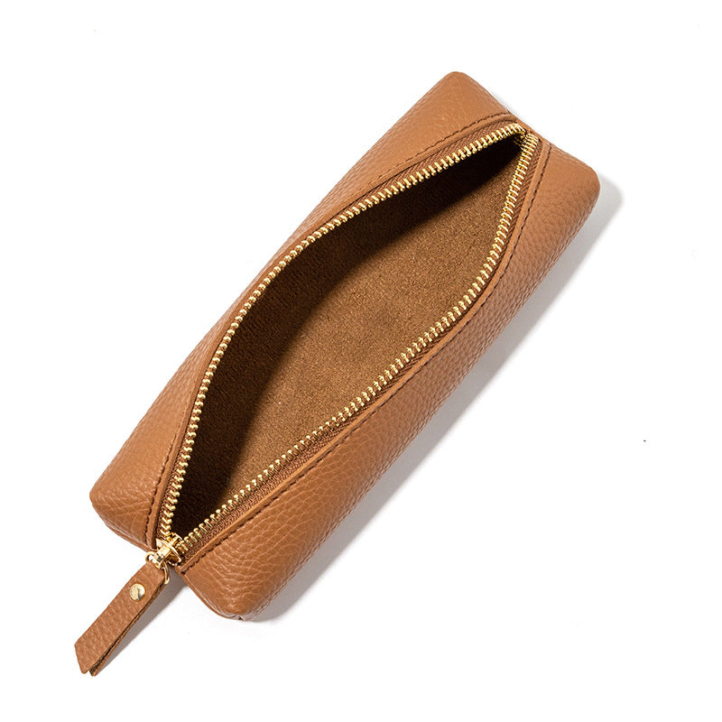 Wholesale Pebbled Leather Large Capacity Zipper Pen Bag