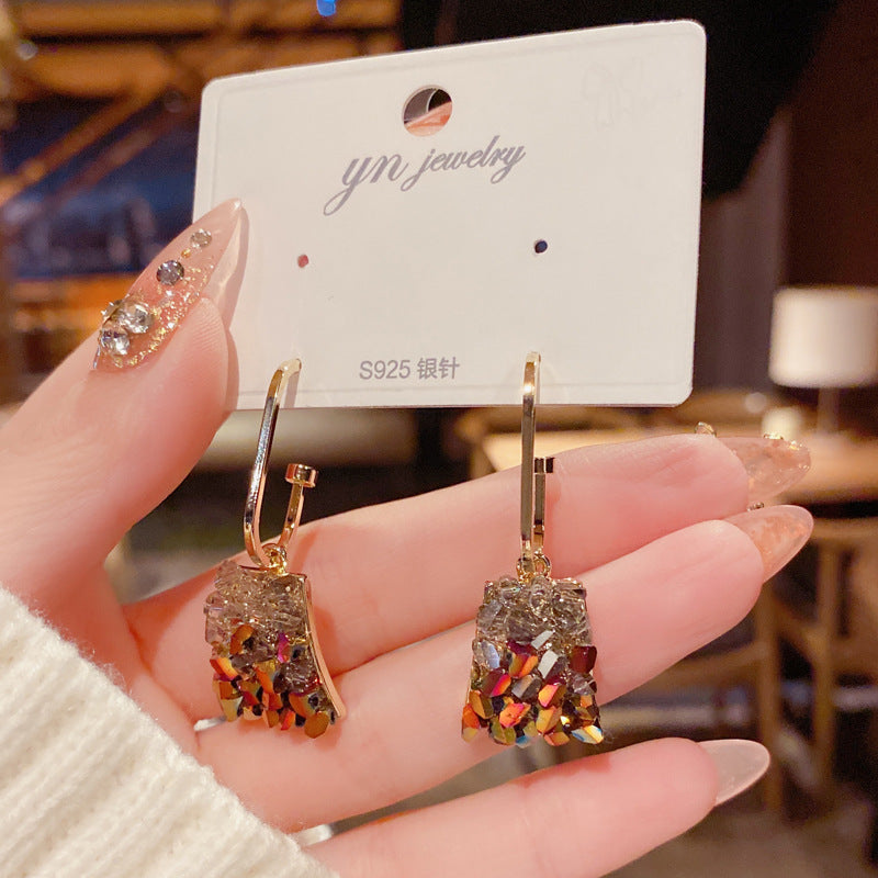 Wholesale Copper Plated Genuine Gold Square Crystal Earrings