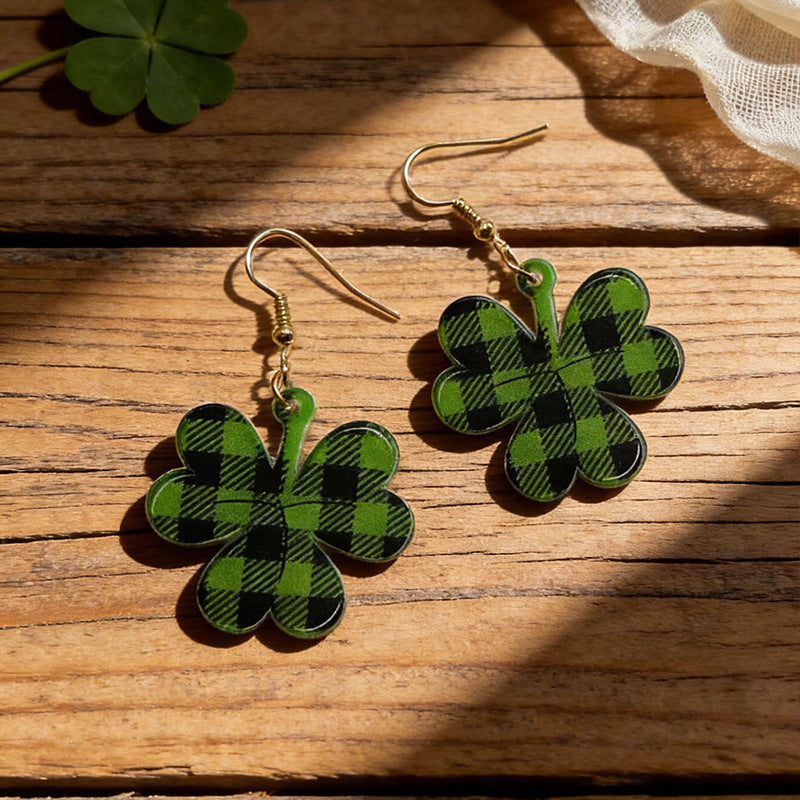 Wholesale St.  Patrick' s Day Shamrock Acrylic Earrings