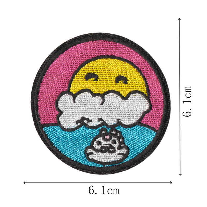 Wholesale Embroidered Round Cartoon Animal Patches Heat Activated Adhesive Set Of 9 For ets Bags DIY Repair And Resale
