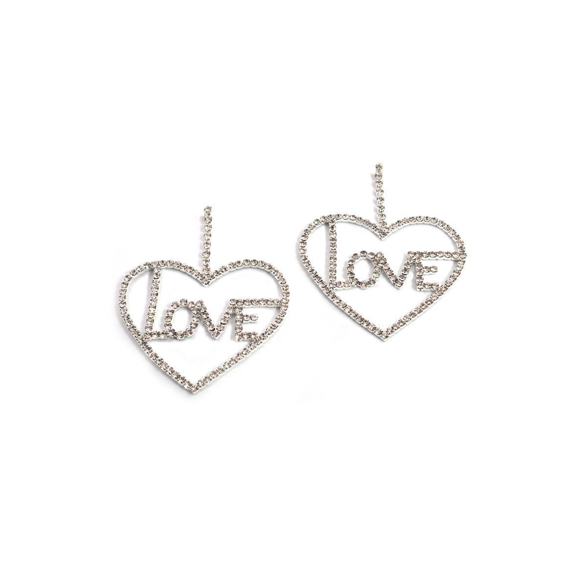 Wholesale Cross-border Fashion LOVE Hollow Earrings Inlaid Rhinestone Simple Earrings Party Valentine's Day Gift Earrings Women