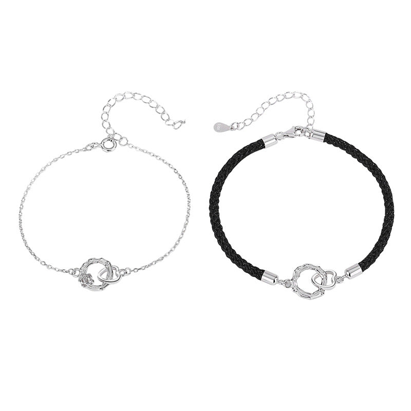 Wholesale Silver couple bracelet thorn and rose bracelet