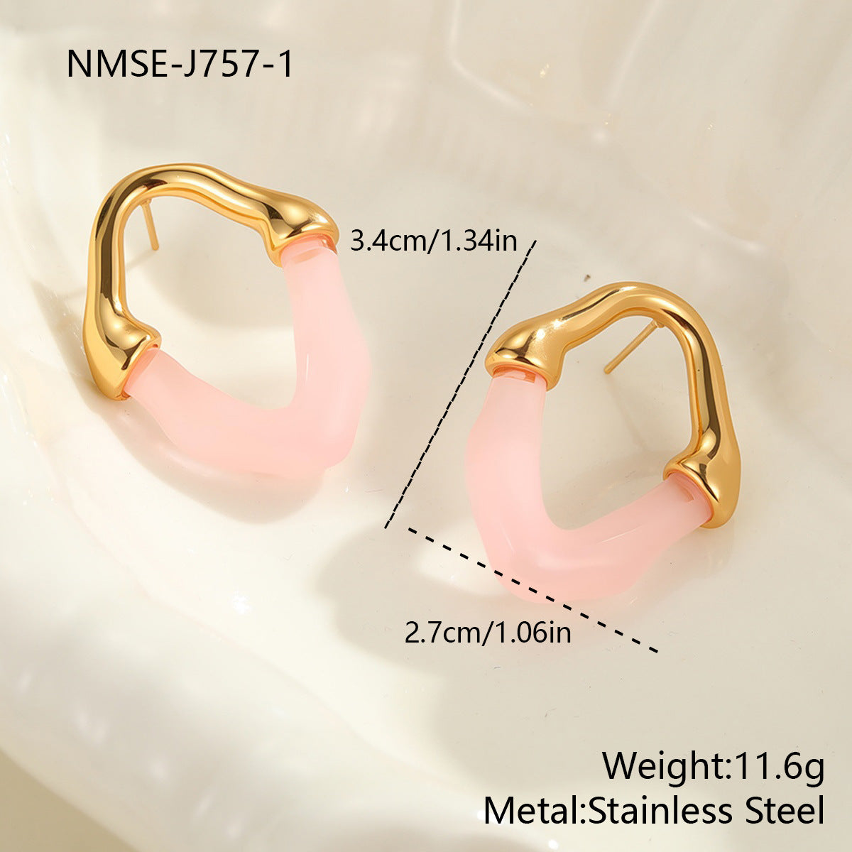 Wholesale Colored resin spliced stainless steel earrings