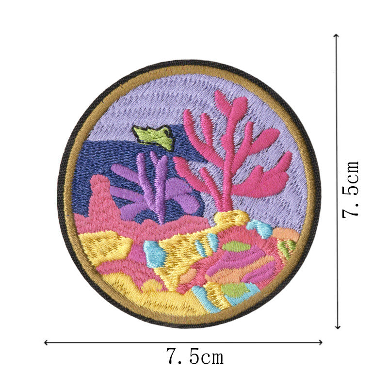 Wholesale Ocean Animal Seaweed Embroidery Patches 9 Piece Sew On Appliques Stylish DIY Craft Accessory For Clothing Towels Gift