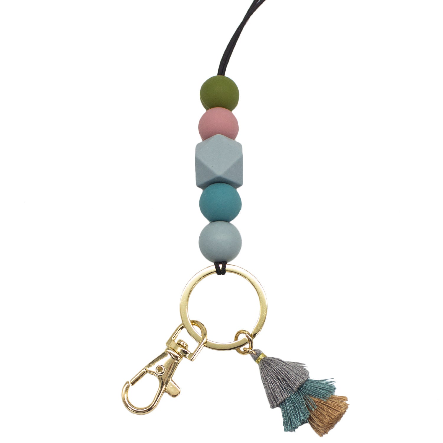 Wholesale Cartoon Silicone Soft Glue Beaded Tassel Lanyard Keychain