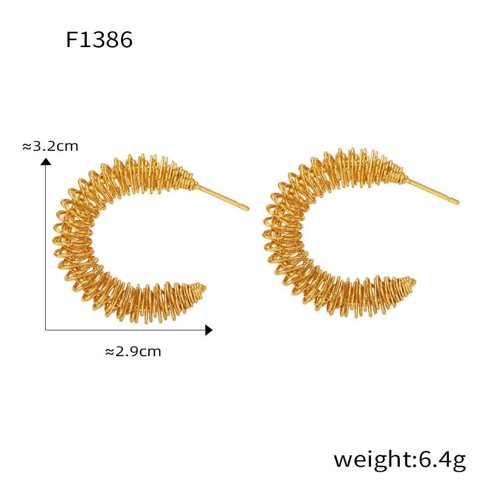 Wholesale Irregular Titanium Steel Gold Plated Geometric C Shape Wrap Line Earrings